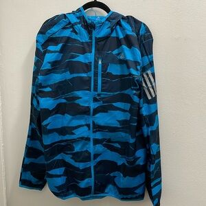 Adidas blue tiger stripe running jacket men's size M